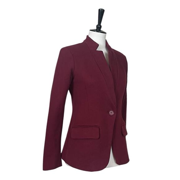 Gibson Knit Blazer Notch Collar Single Button Burgundy Women’s Size XS - Picture 2 of 12